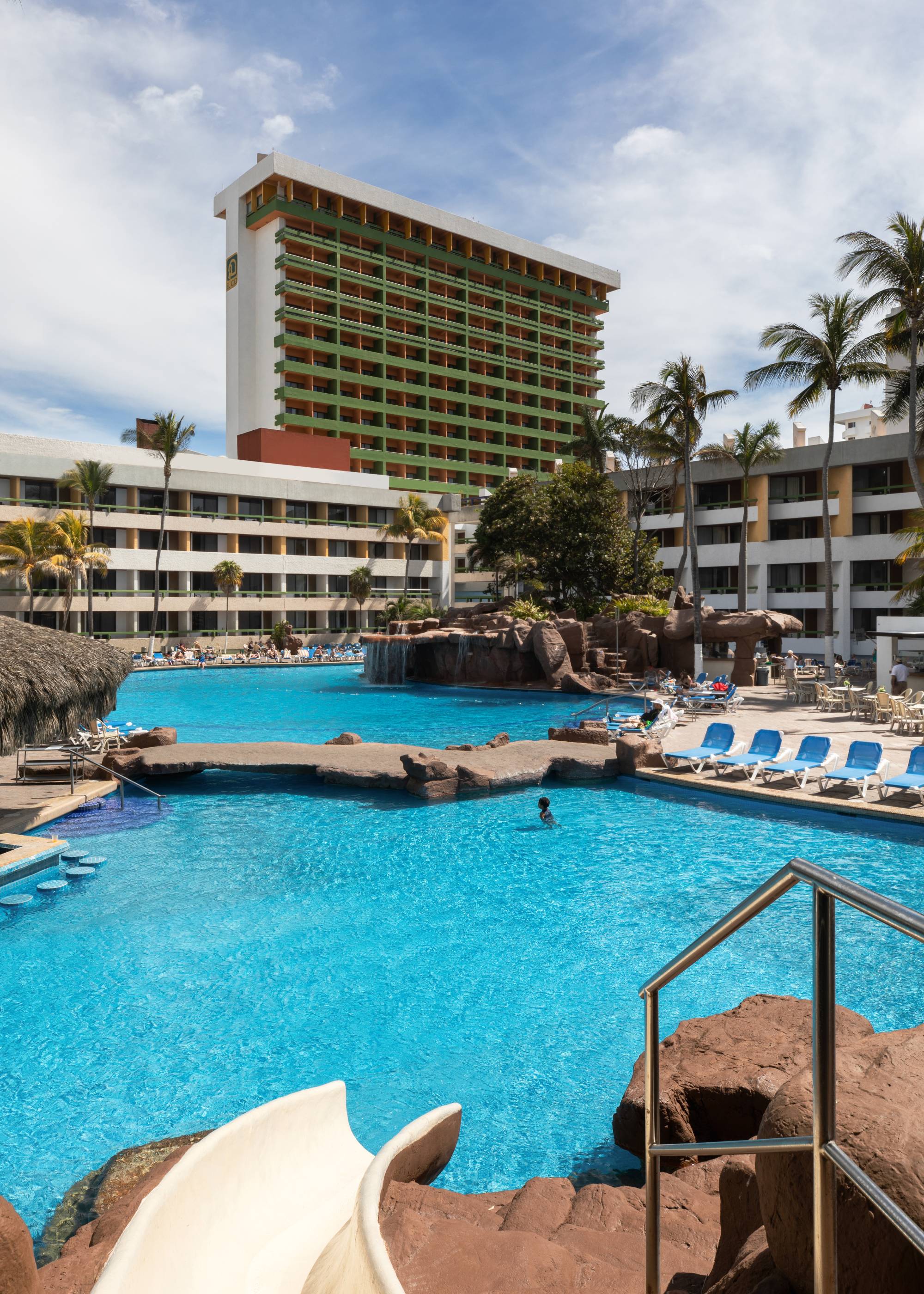 Pool and palm trees