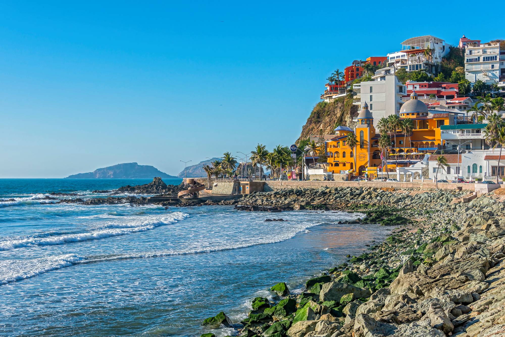 Aerial view of Olas Altas Beach in Mazatlán